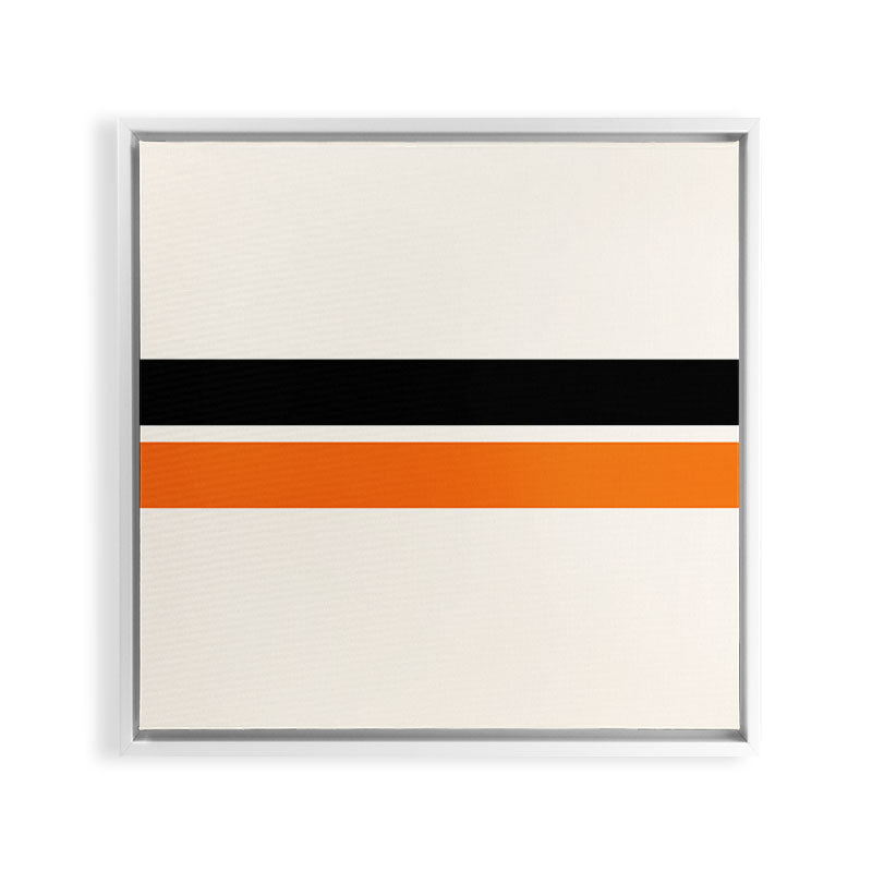 2 Stripes Black Orange Framed Canvas Print