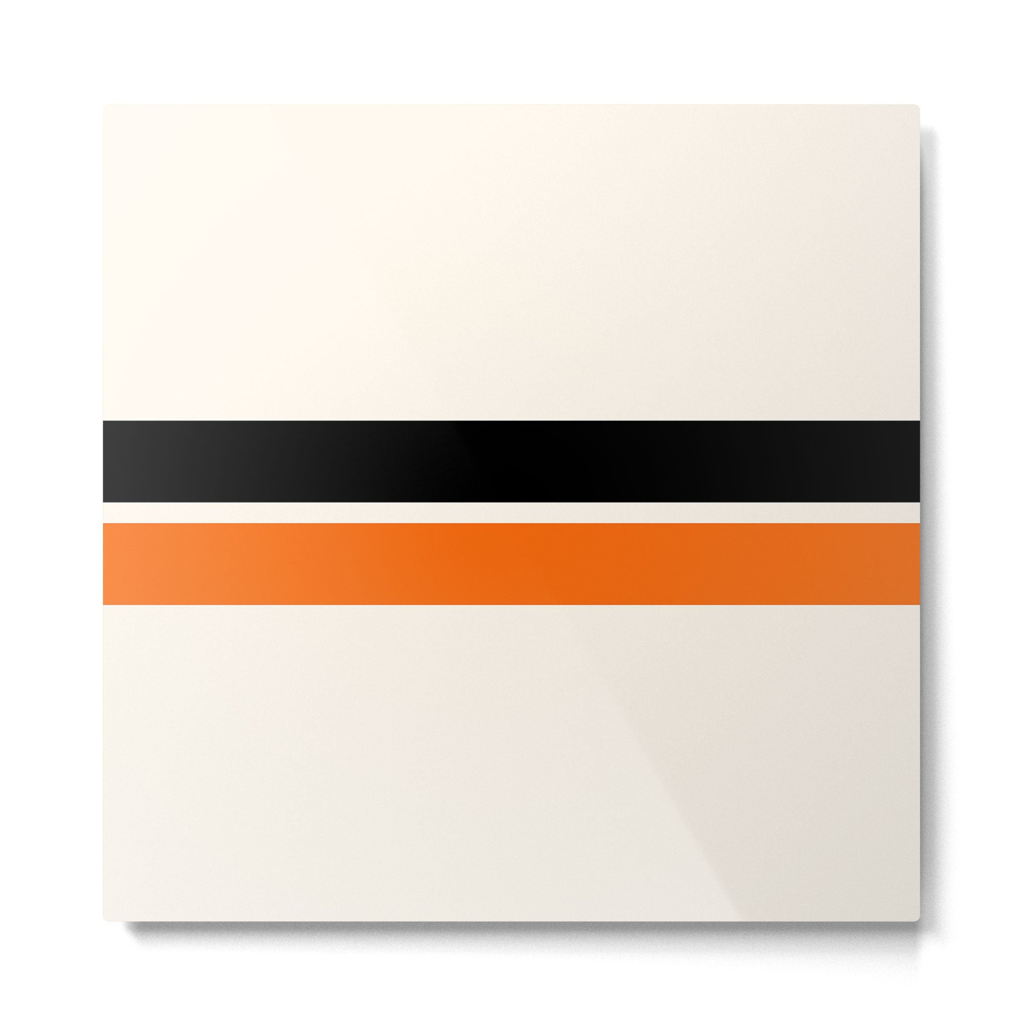 2 Stripes Black Orange Metal Print