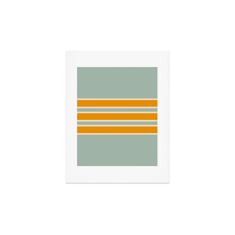 70s Style Mint Orange White Retro Stripes Pomona Art Print