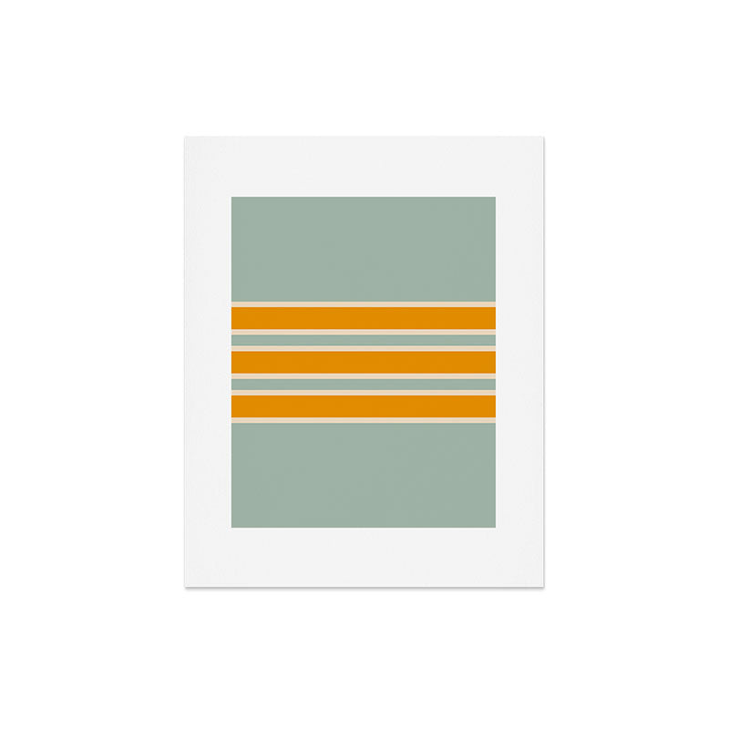 70s Style Mint Orange White Retro Stripes Pomona Art Print