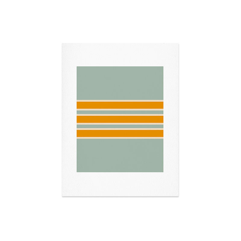 70s Style Mint Orange White Retro Stripes Pomona Art Print