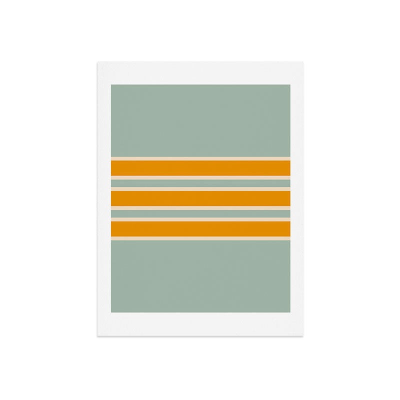 70s Style Mint Orange White Retro Stripes Pomona Art Print