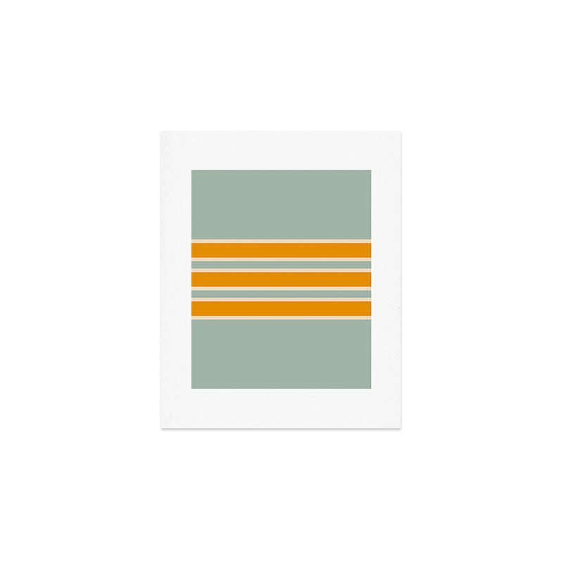 70s Style Mint Orange White Retro Stripes Pomona Art Print