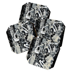003: a vibrant abstract design in black and white by Alyssa Hamilton Art  Coaster