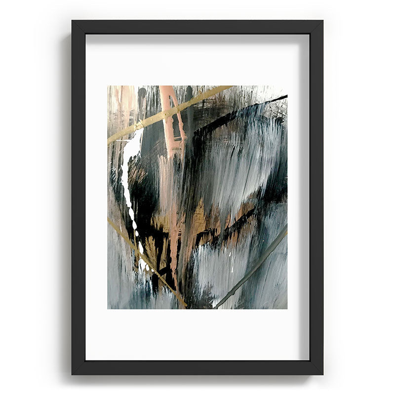 01025: a neutral abstract in gold, black, and white Framed Art Print