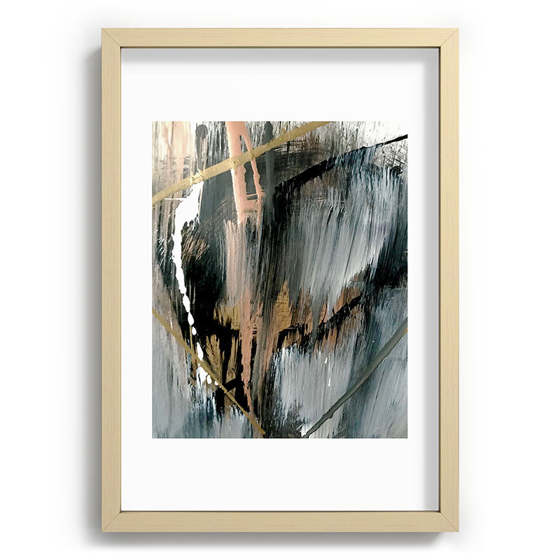 01025: a neutral abstract in gold, black, and white Framed Art Print