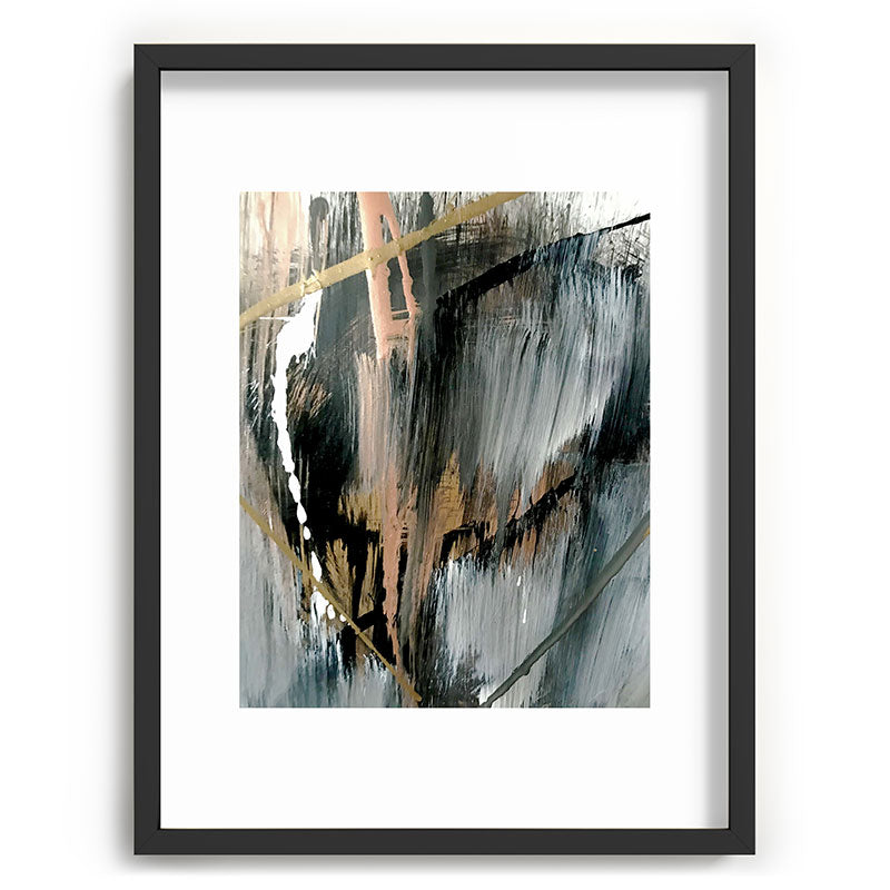 01025: a neutral abstract in gold, black, and white Framed Art Print
