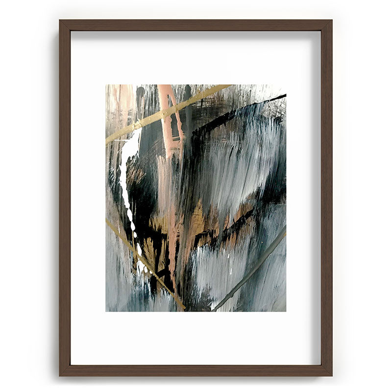 01025: a neutral abstract in gold, black, and white Framed Art Print