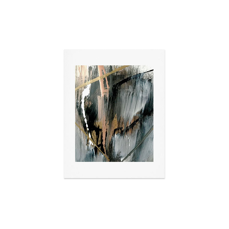 01025: a neutral abstract in gold, black, and white Art Print