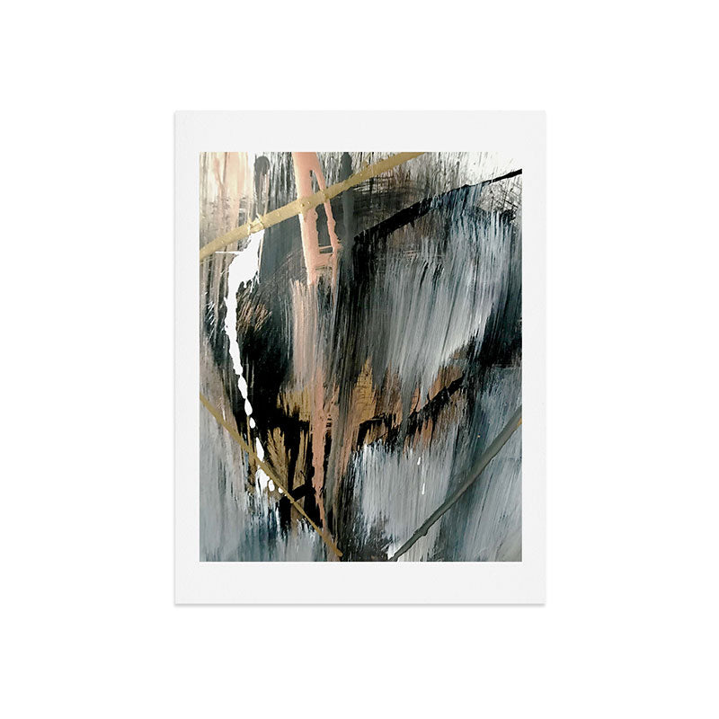 01025: a neutral abstract in gold, black, and white Art Print