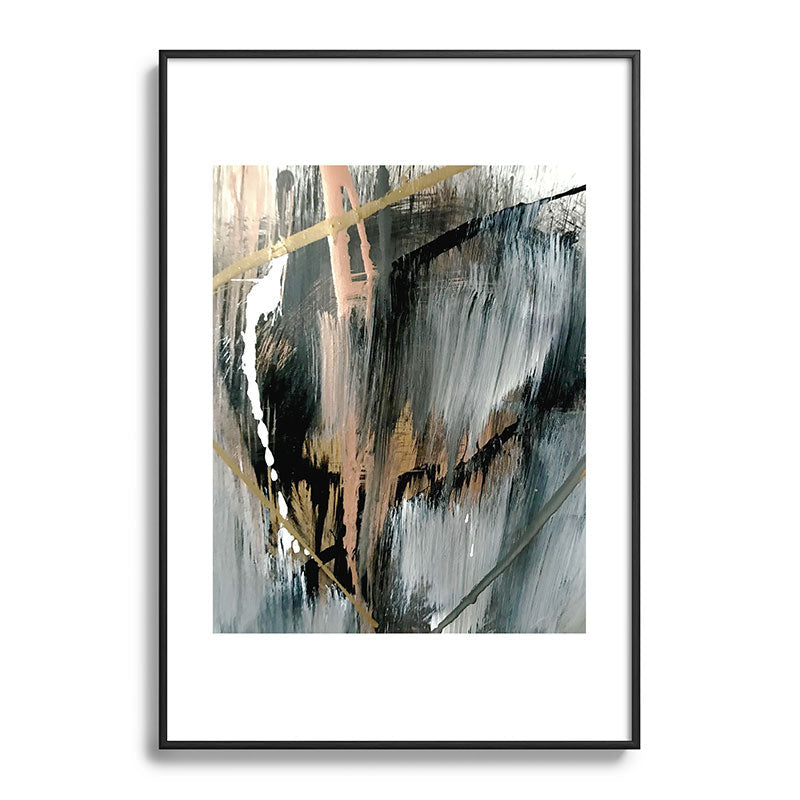 01025: a neutral abstract in gold, black, and white Framed Art Print