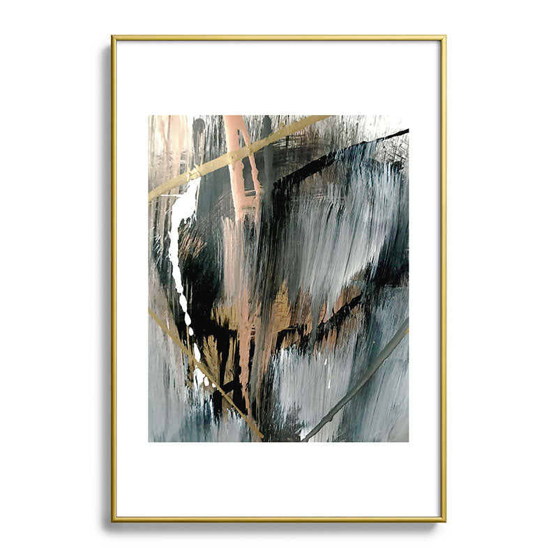 01025: a neutral abstract in gold, black, and white Framed Art Print
