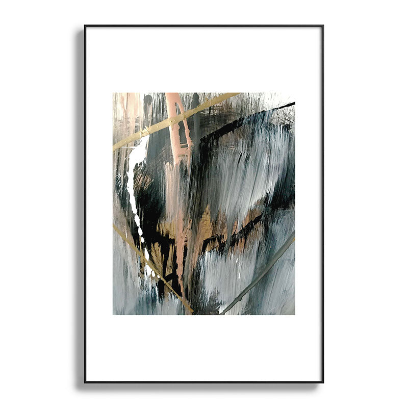 01025: a neutral abstract in gold, black, and white Framed Art Print