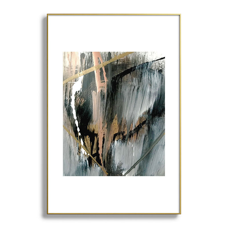 01025: a neutral abstract in gold, black, and white Framed Art Print