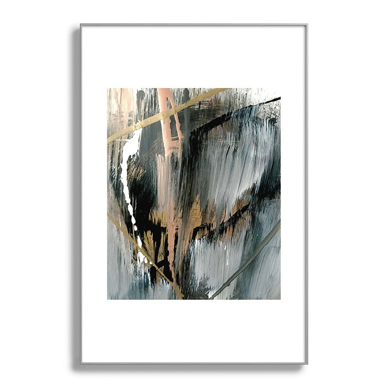 01025: a neutral abstract in gold, black, and white Framed Art Print