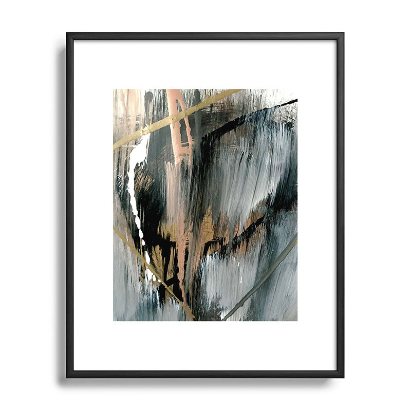 01025: a neutral abstract in gold, black, and white Framed Art Print