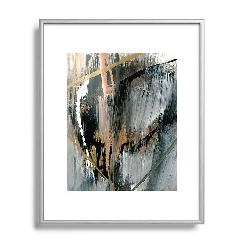 01025: a neutral abstract in gold, black, and white Framed Art Print