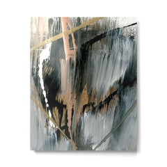 01025: a neutral abstract in gold, black, and white Metal Print