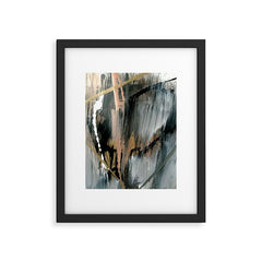 01025: a neutral abstract in gold, black, and white Framed Art Print