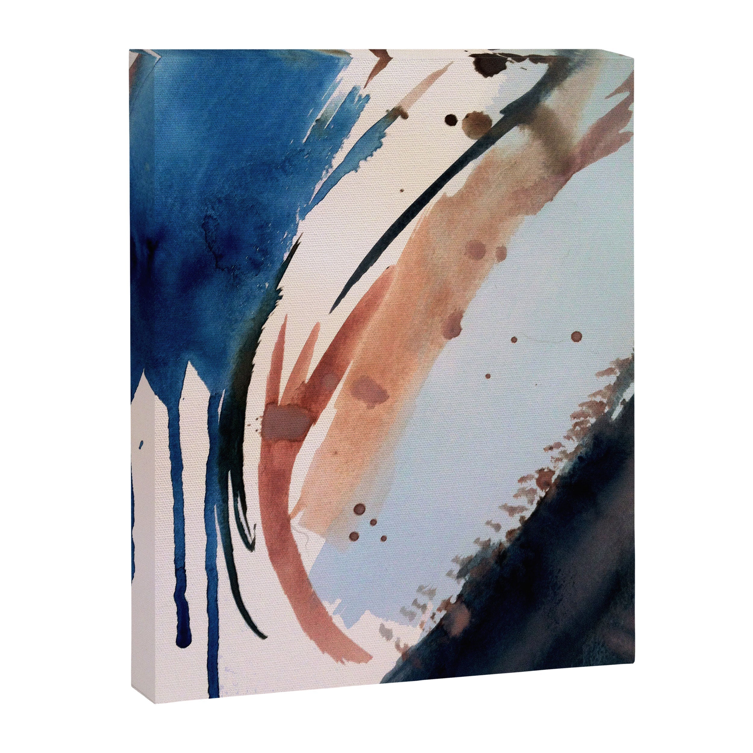 708 - a minimal mixed media abstract piece in blues, pinks, and white Canvas Print
