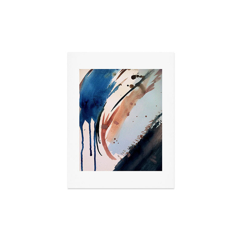708 - a minimal mixed media abstract piece in blues, pinks, and white Art Print
