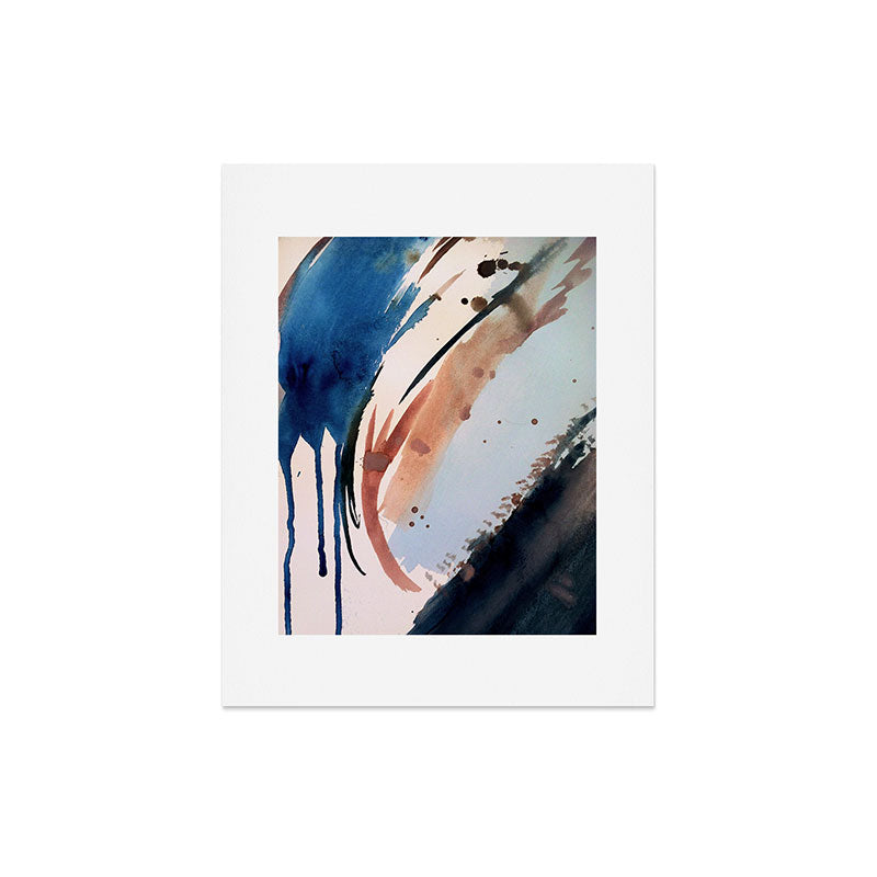 708 - a minimal mixed media abstract piece in blues, pinks, and white Art Print