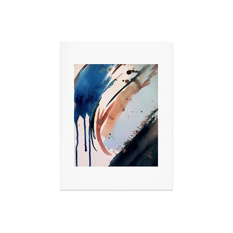 708 - a minimal mixed media abstract piece in blues, pinks, and white Art Print