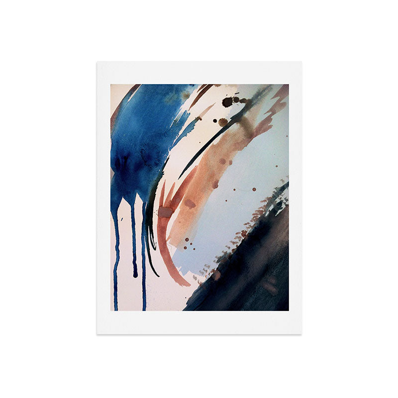 708 - a minimal mixed media abstract piece in blues, pinks, and white Art Print