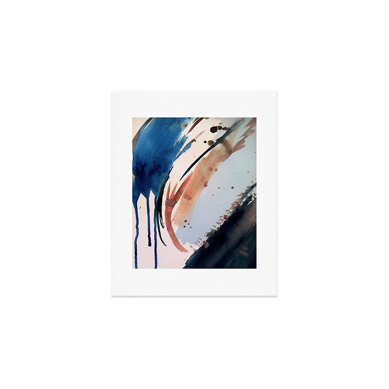 708 - a minimal mixed media abstract piece in blues, pinks, and white Art Print