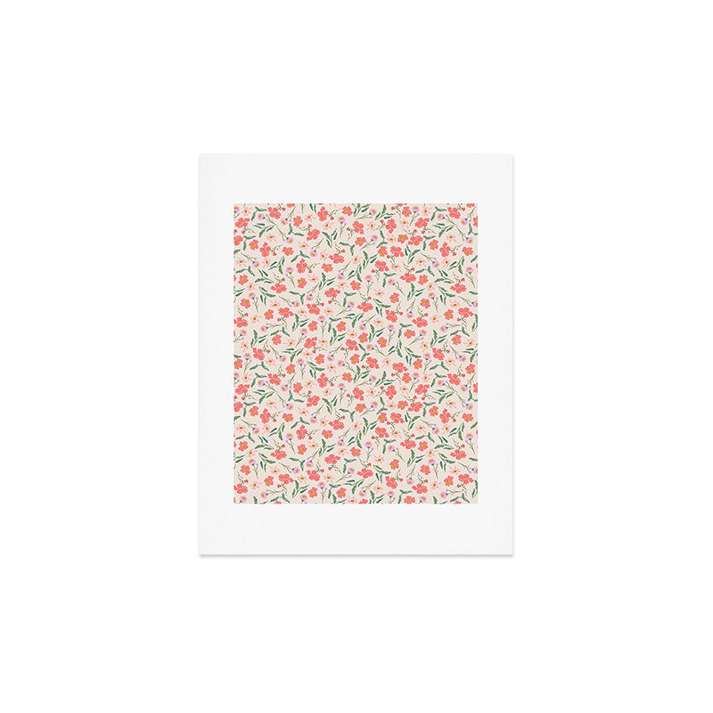 A breath of fresh air - A seamless floral pattern in pinks and reds Art Print