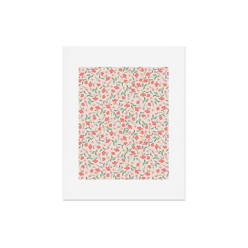 A breath of fresh air - A seamless floral pattern in pinks and reds Art Print