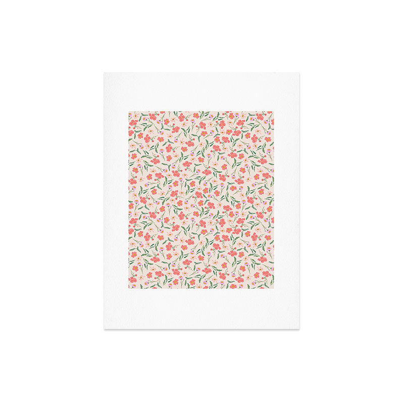 A breath of fresh air - A seamless floral pattern in pinks and reds Art Print