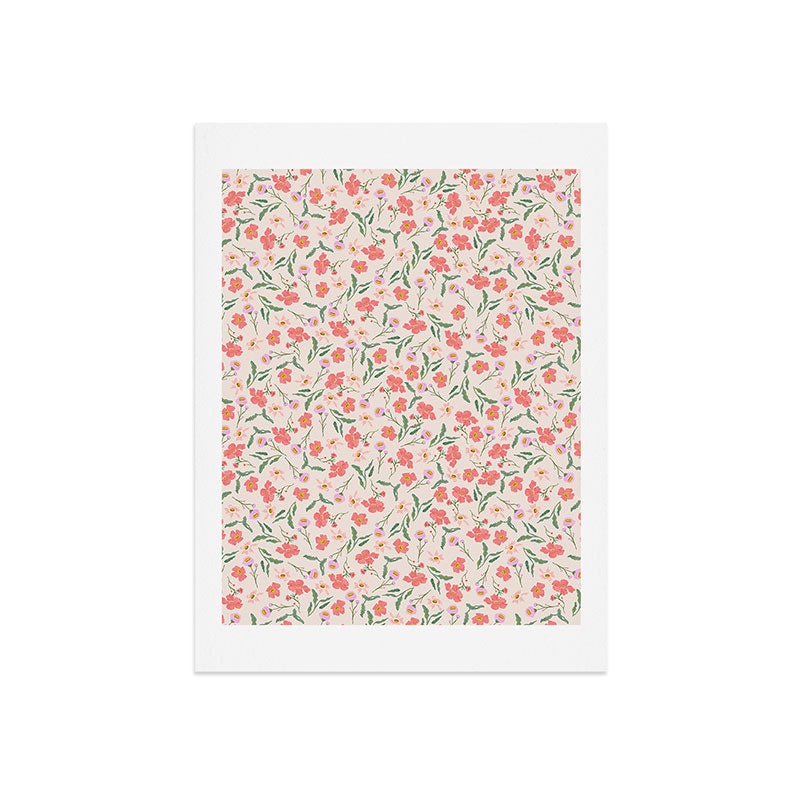 A breath of fresh air - A seamless floral pattern in pinks and reds Art Print