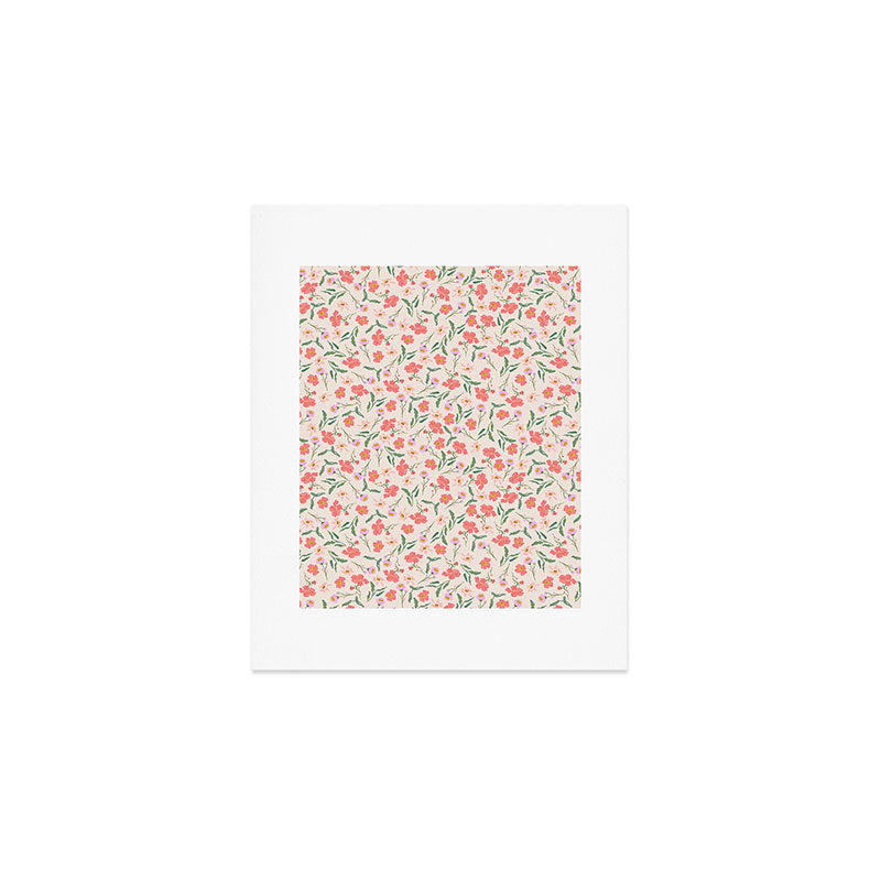 A breath of fresh air - A seamless floral pattern in pinks and reds Art Print
