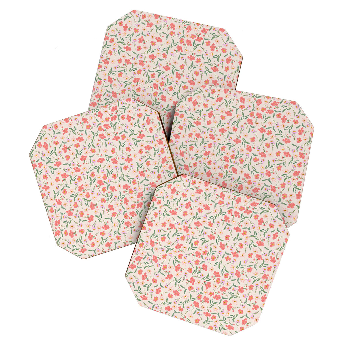 A breath of fresh air - A seamless floral pattern in pinks and reds Coaster