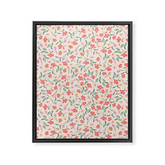 A breath of fresh air - A seamless floral pattern in pinks and reds Framed Canvas Print