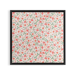 A breath of fresh air - A seamless floral pattern in pinks and reds Framed Canvas Print