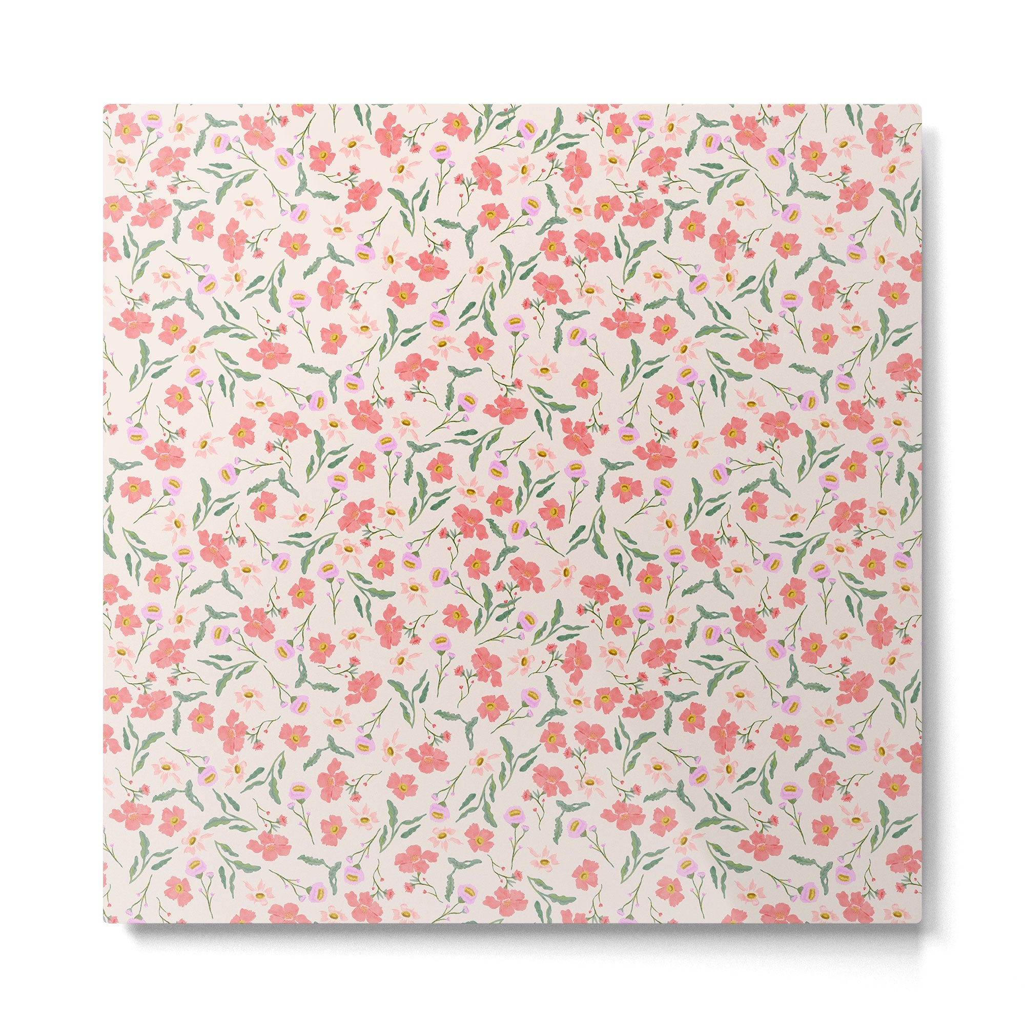 A breath of fresh air - A seamless floral pattern in pinks and reds Metal Print