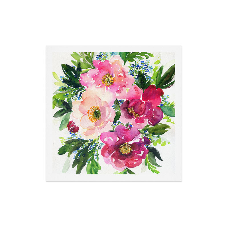5 pink peonies in watercolor Art Print