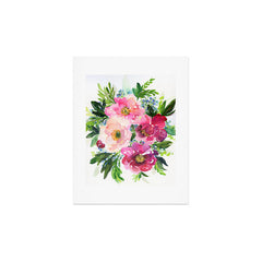 5 pink peonies in watercolor Art Print