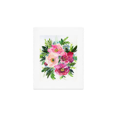 5 pink peonies in watercolor Art Print