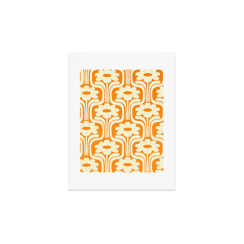 70s Orange Flower Pattern Art Print