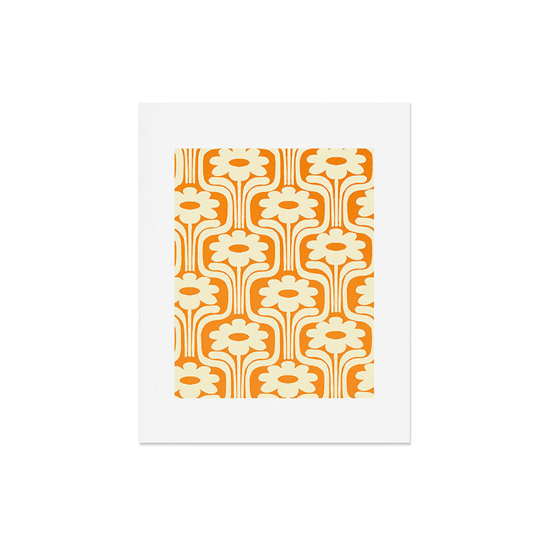 70s Orange Flower Pattern Art Print