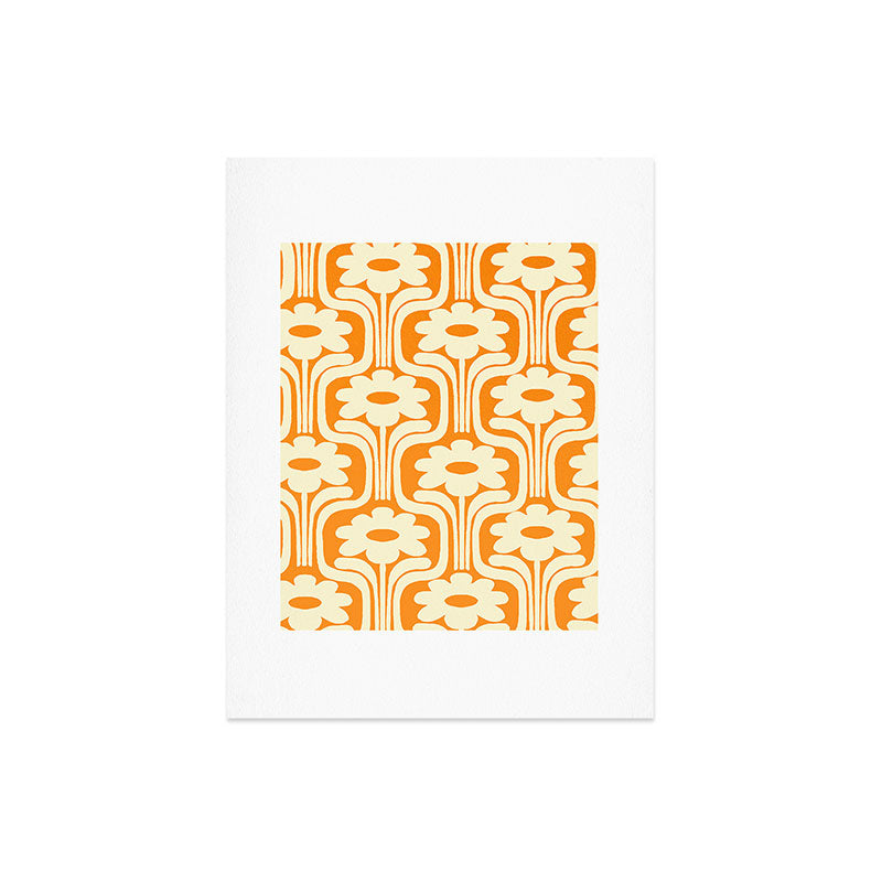 70s Orange Flower Pattern Art Print