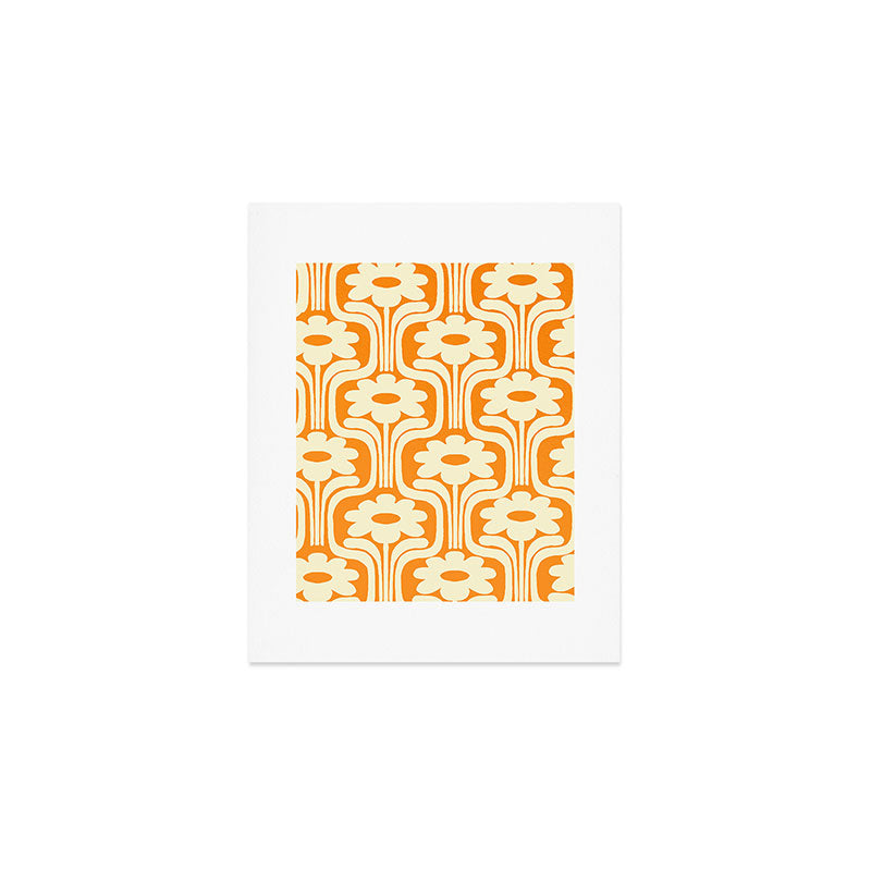 70s Orange Flower Pattern Art Print