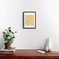 70s Orange Flower Pattern Framed Art Print