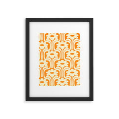 70s Orange Flower Pattern Framed Art Print