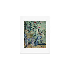 18th Century Antique Mint Chinoiserie Bird Garden Fresco 1740 Art Print