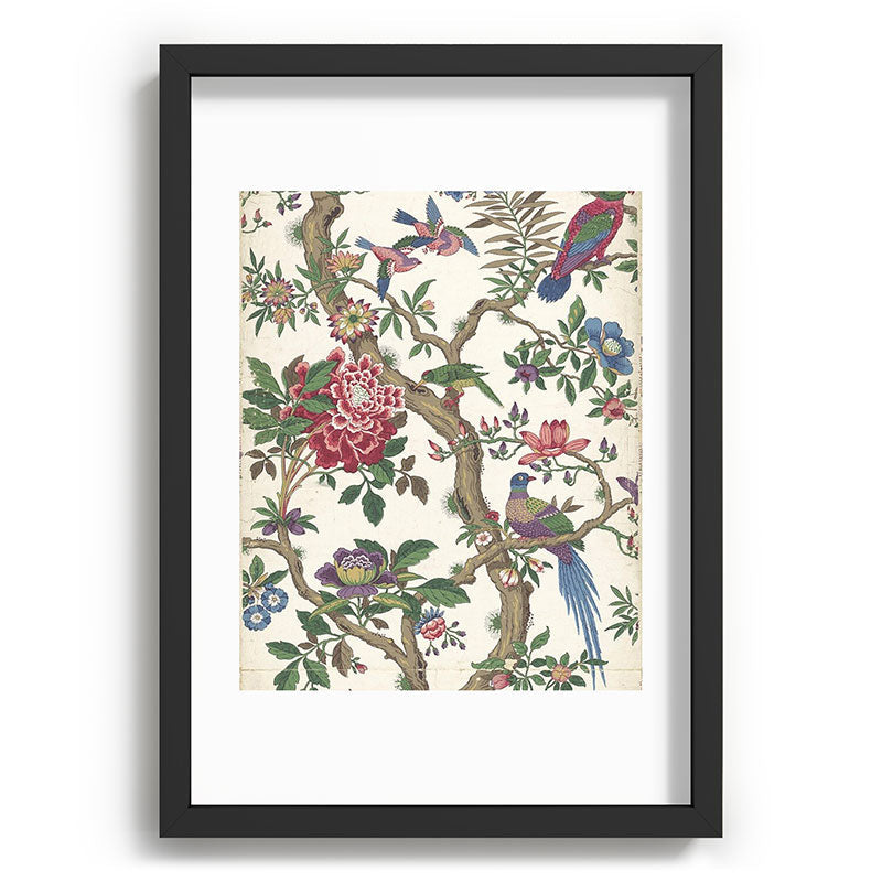 18th Century Chinoiserie Magpie Ivory Peony Garden Framed Art Print