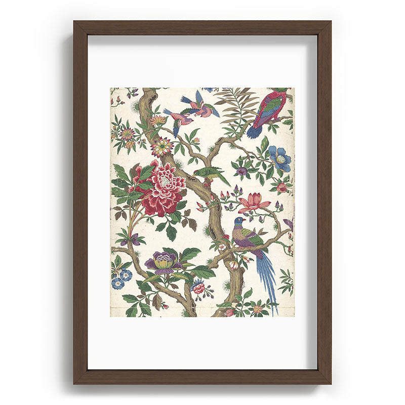 18th Century Chinoiserie Magpie Ivory Peony Garden Framed Art Print